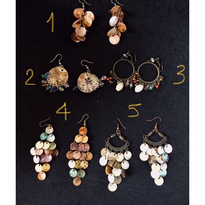 Khuyên tai tua rua xà cừ, đá, vỏ ốc