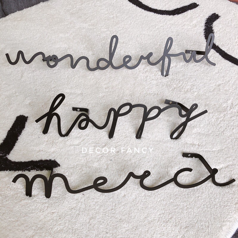 Chữ sắt treo tường trang trí nhà, Chữ wonderful, love, hello, happy, home, merci - Decor Fancy