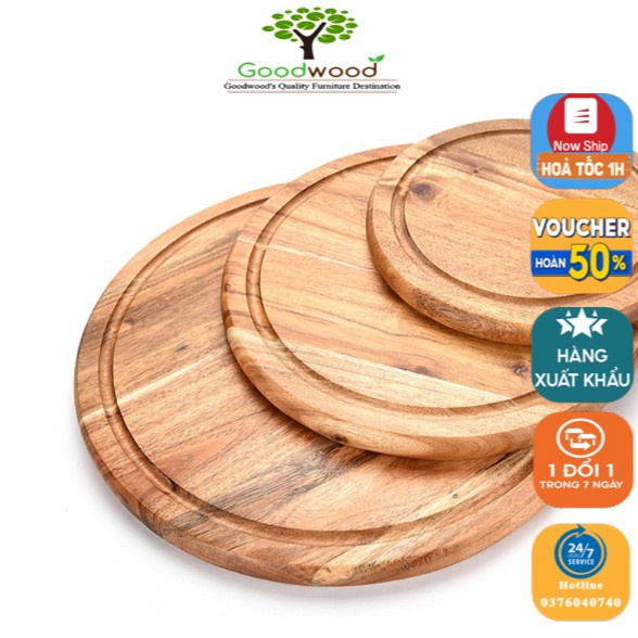 Thớt Gỗ Tròn Teak Cao Cấp R- 39 cm Wood Cutting Boards Hàng Xuất Khẩu Châu Âu Goodwood