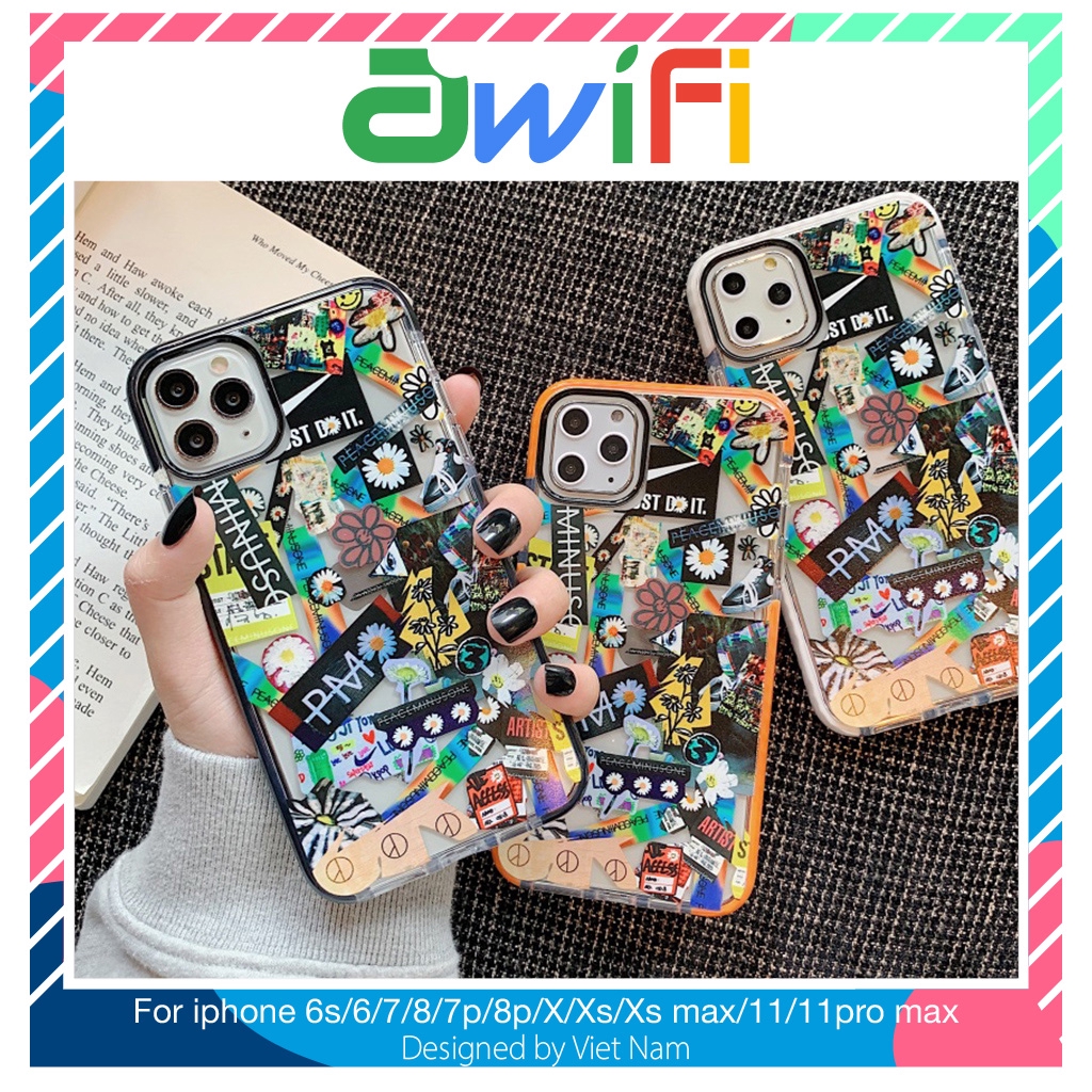 Ốp lưng iphone hoa pm artist cạnh 5/5s/6/6plus/6s/6splus/7/7plus/8/8plus/x/xr/xs/11/12/pro/max/plus/promax - Awifi E2-1