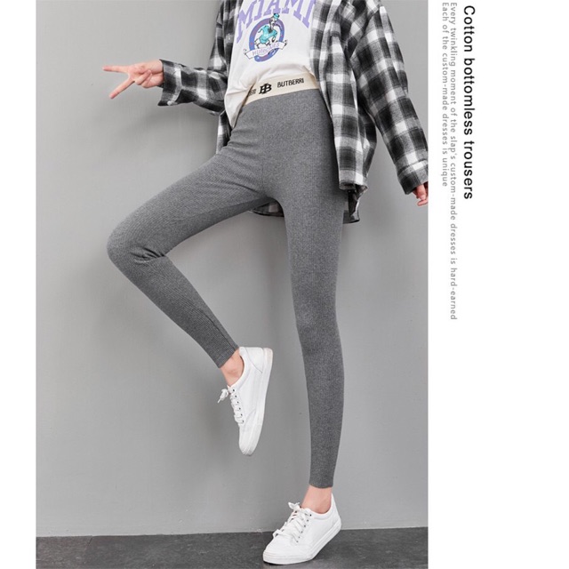 Quần Legging Tăm Cạp Cao Thời Trang Nữ Năng Động Cá Tính