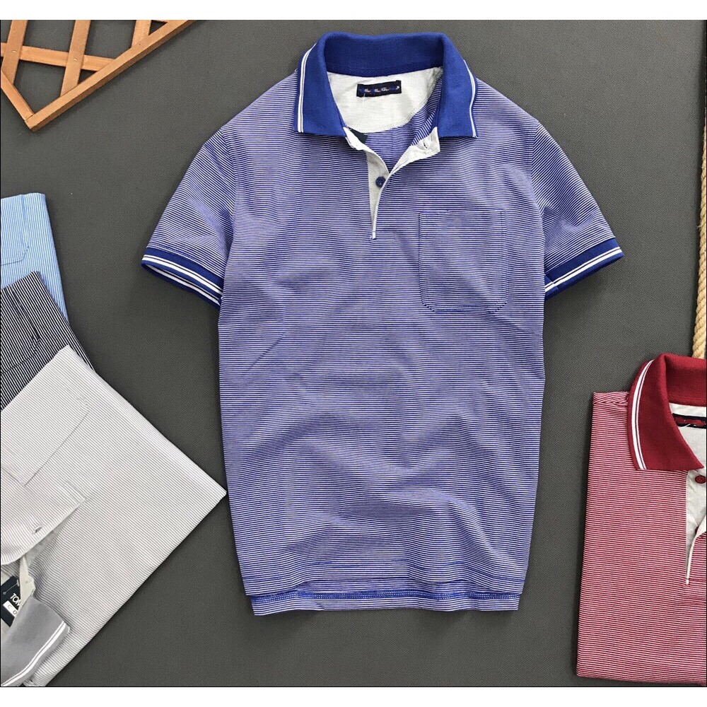 ÁO THUN NAM CAO CẤP CỔ BẺ SỌC CÓ TÚI | BigBuy360 - bigbuy360.vn