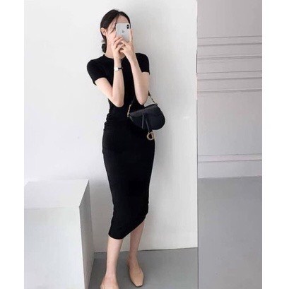 Đầm Body Cổ Tròn Tay Ngắn Sang chảnh