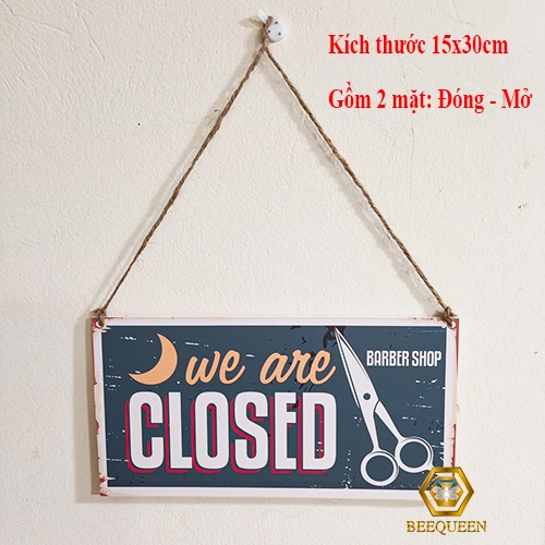 Biển 2 Mặt Đóng - Mở Cửa - Biển Close - Open Cho Barber Shop