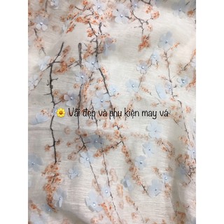 Vải tơ hoa đào 3d