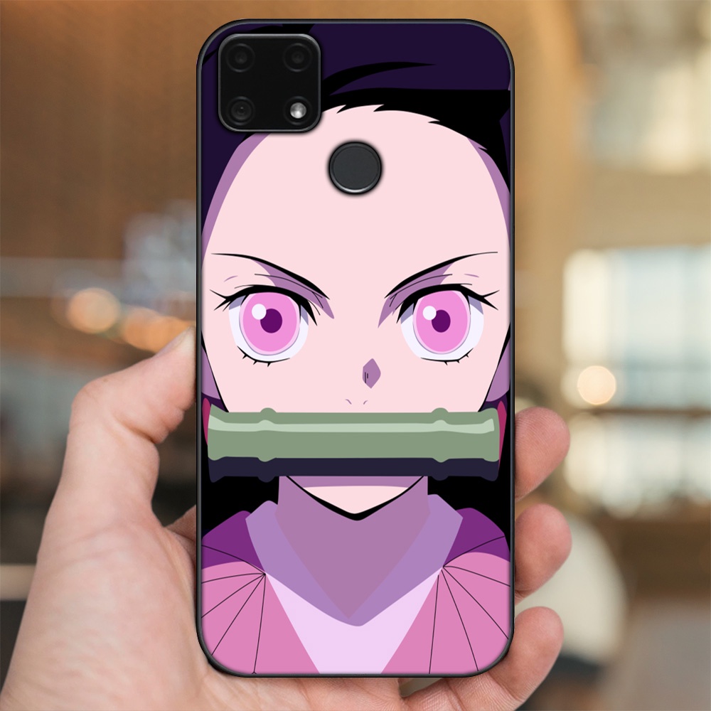 Ốp lưng Realme C25 viền đen in hình Nezuko Kimetsu no Yaiba