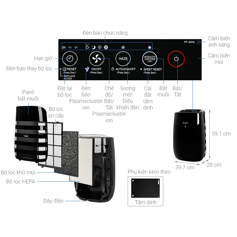 Máy lọc không khí Sharp FP-JM40V-B