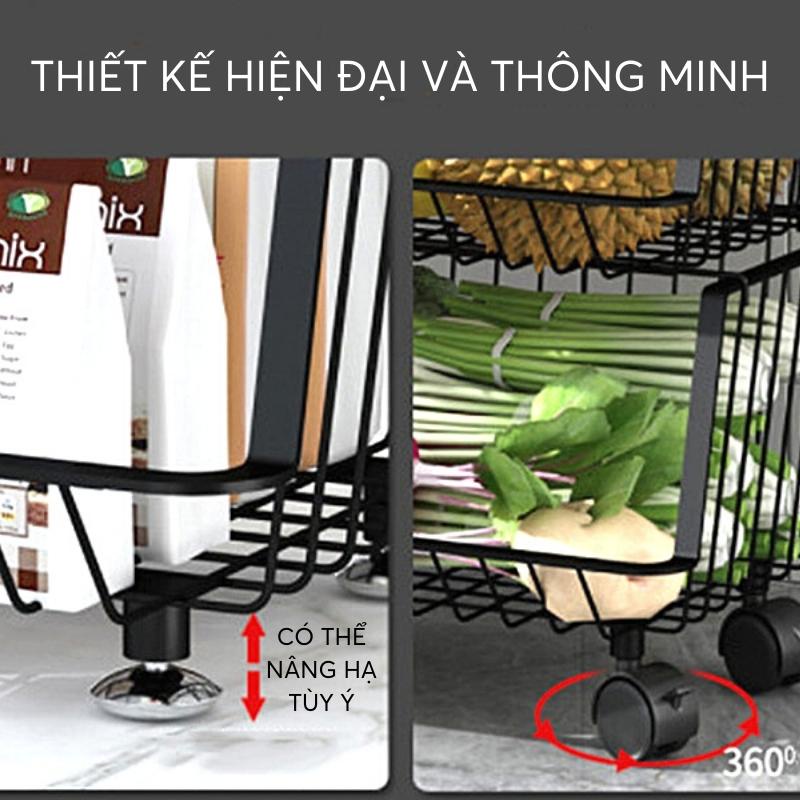 [Mã 155LIFESALE giảm 8% đơn 99K] Kệ Để Đồ Nhà Bếp Di Động 4 Tầng Đa Năng.Giá Để Rau Củ Quả Nhà Bếp