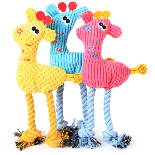 ĐỒ CHƠI CHÓ MÈO, DÂY THỪNG COTTON HÌNH HƯƠU CAO CỔ NHỒI BÔNG, CÓ ÂM THANH, GẶM NHẮM, MÀI RĂNG, GIẢM NGỨA RĂNG