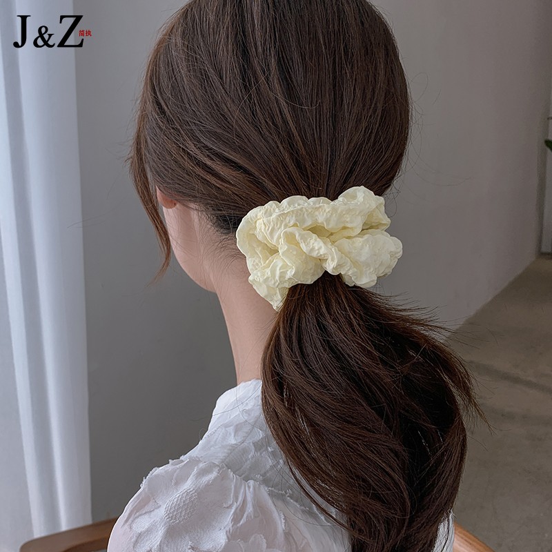 Dây buộc tóc Chiffon màu trắng đen phong cách Hàn Quốc đơn giản