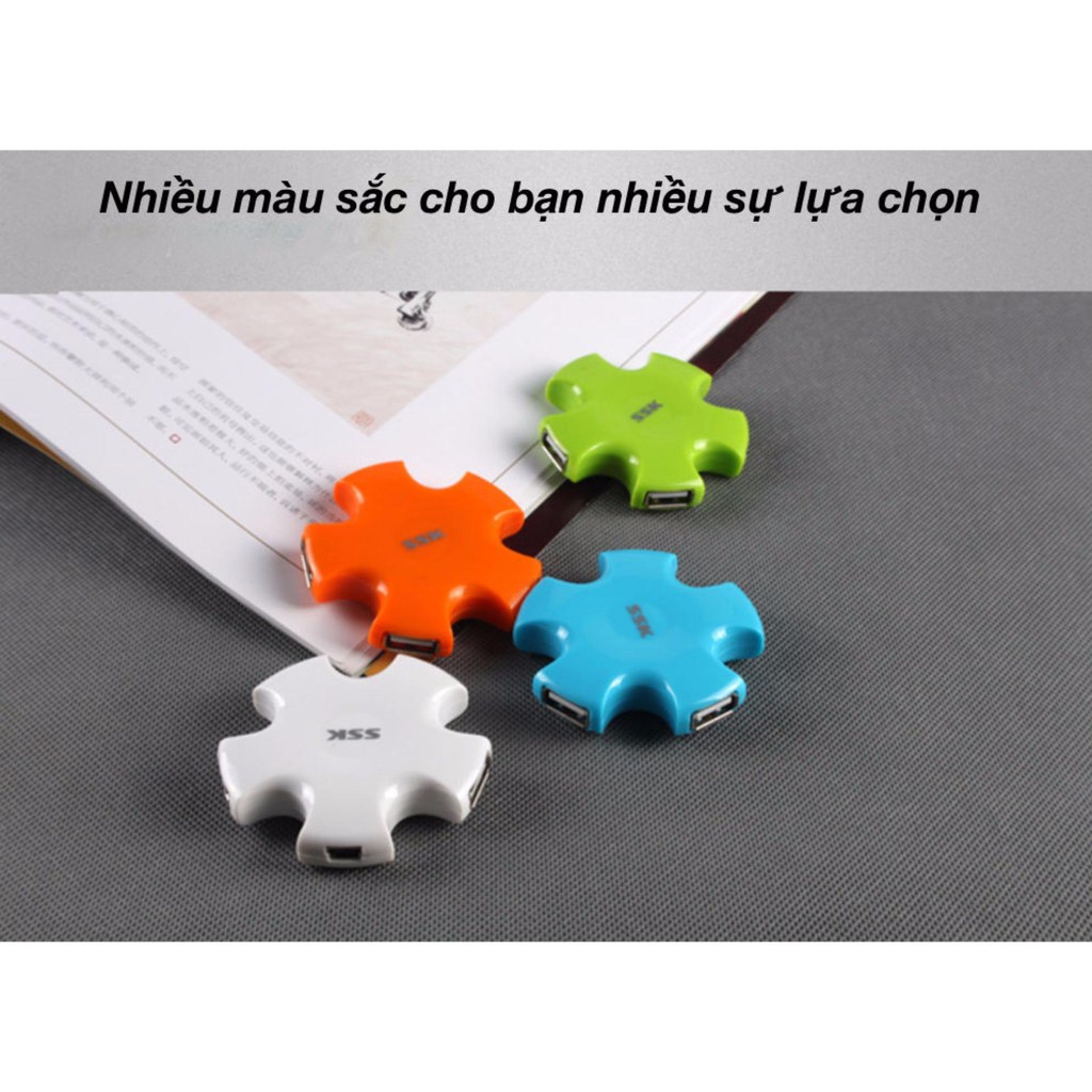 Hub USB bộ chia tín hiệu USB 2.0 SSK SHU 024 màu cam, xanh , trắng nhiều màu lựa chọn