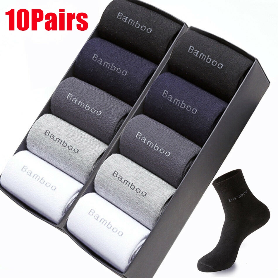 Set 10 Đôi Vớ Thể Thao Sợi Tre Mỏng Thấm Hút Mồ Hôi Thoáng Khí Khử Mùi Cho Nam