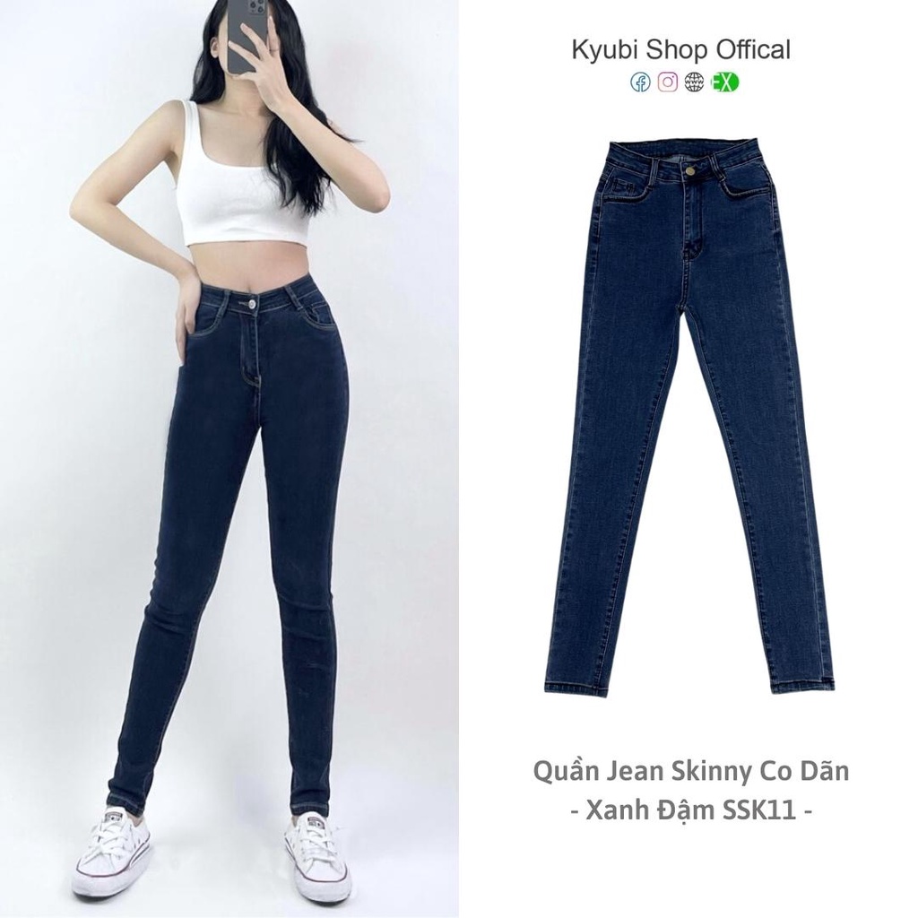 Quần jean nữ skinny lưng cao Kyubi co giãn có túi - Quần bò cạp cao dáng ôm co dãn (có bigsize) SKK11 | BigBuy360 - bigbuy360.vn