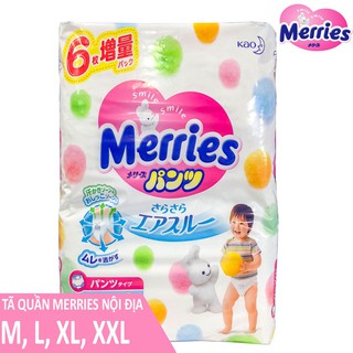 Bỉm - Tã Quần Merries Nội Địa Size M58/L44/XL38/XXL26
