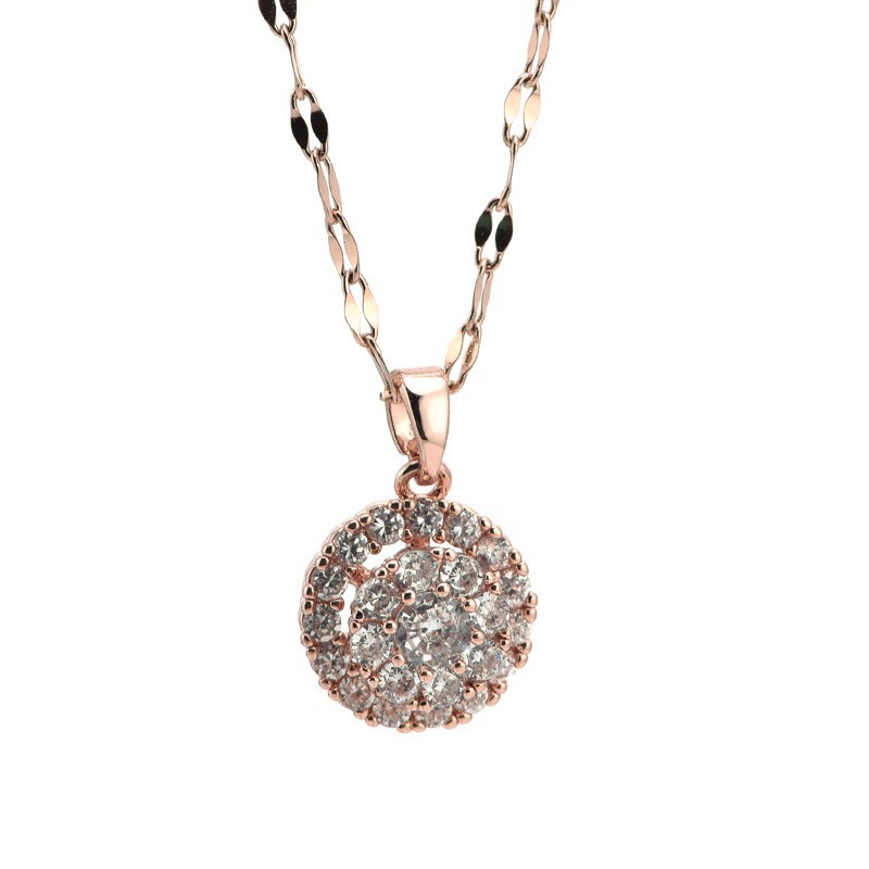 Nhẫn Tròn Bằng Thép Titan Đính Kim Cương Toàn Diện | Dây Chuyền Mặt Tròn Đính Đá Zircon Nhiều Màu Sắc Không Gỉ Chống Nhạy Cảm