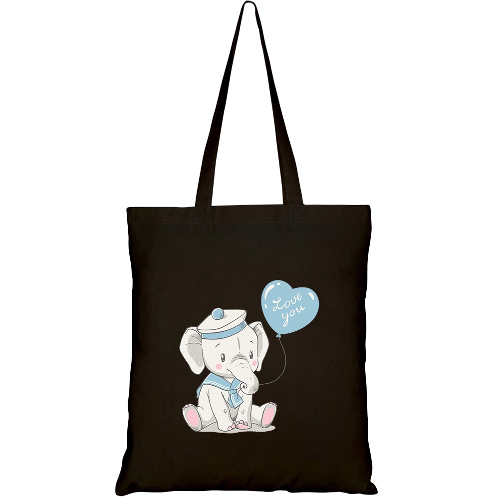 Túi vải tote canvas HTFashion in hình Voi con cute HT262