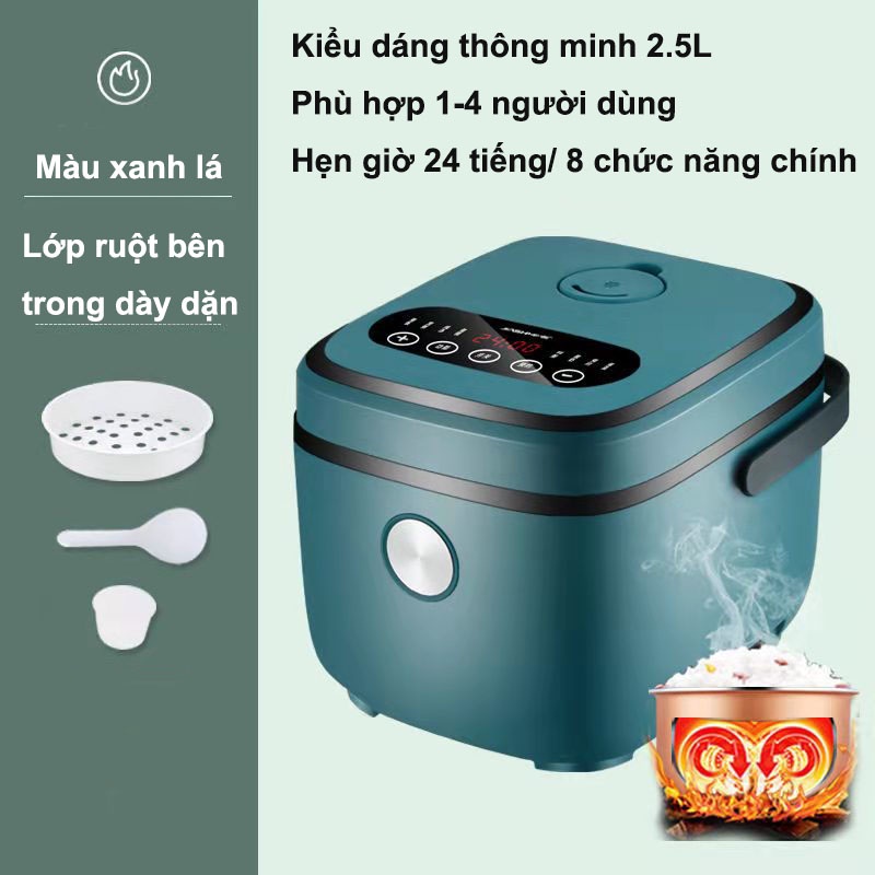 [Chính hãng] Nồi cơm điện mini Jiashi đa chức năng 2.5L cao cấp, chống dính, bảo hành 3 tháng