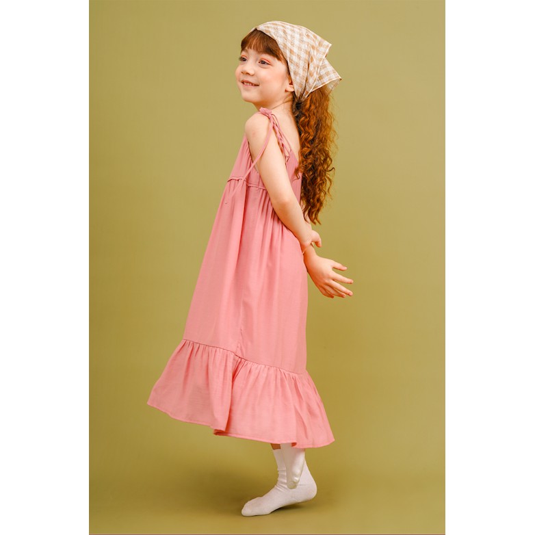 Đầm hai dây bé gái thiết kế lụa cotton - Amelia Dress - Hồng