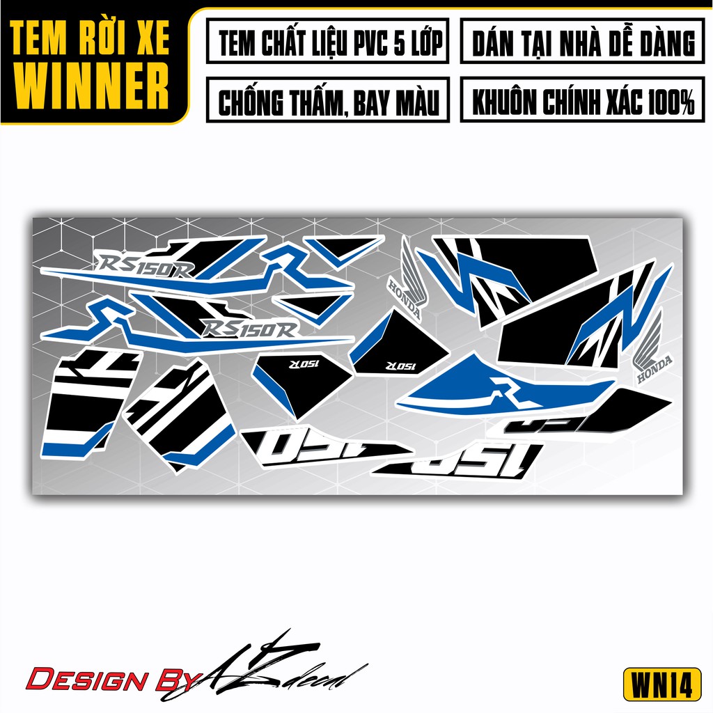 Tem Rời Xe Winner V1 Mẫu RS150R | 2WN14 | Decal Chế Dán Xe Máy Winner 150 Chống Nước, Cắt Khuôn Sẵn Dễ Dán