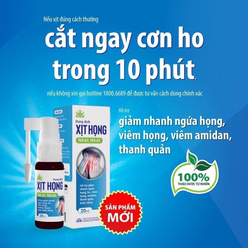 Dung dịch xịt họng Nhất Nhất hỗ trợ làm giảm nhanh ngứa họng, ho, viêm họng, amidan, thanh quản, khản tiếng