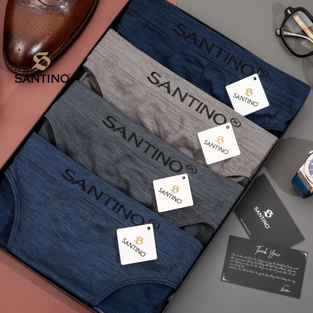 Combo 2, 3, 4 Quần lót nam tam giác KHÁNG KHUẨN SANTINO co giãn, thông thoáng