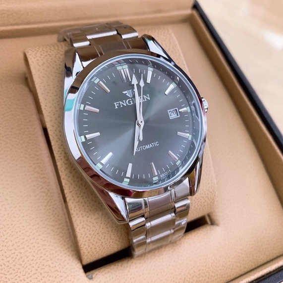 Đồng Hồ Nam Cơ FNGEEN Automatic Dây Kim Loại Có Lịch Ngày Mặt Kính Chống Xước Chống Nước 3ATM-Mã 6612