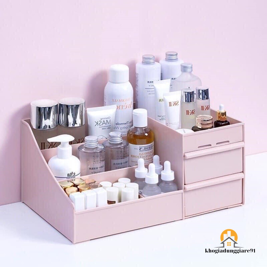 Kệ mỹ phẩm - kệ mĩ phẩm 3 tầng 2 ngăn nhựa PP siêu bền 30x14x19cm