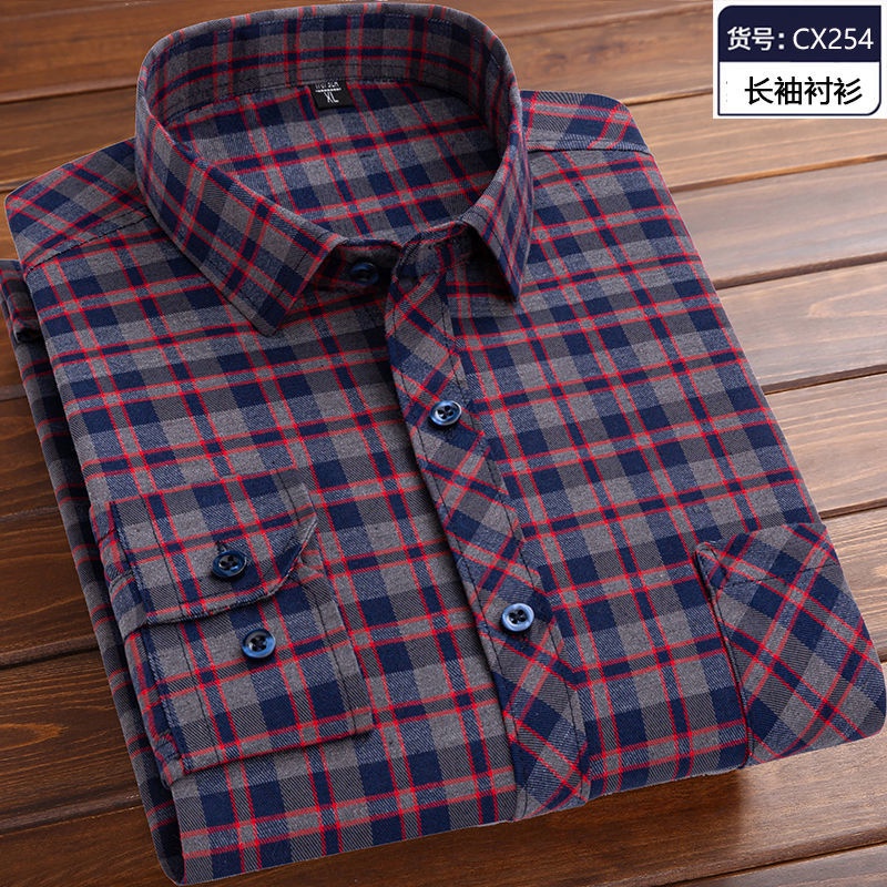 Plus Áo Sơ Mi cotton Tay Dài Thời Trang Xuân Thu Dành Cho Nam 1 inch