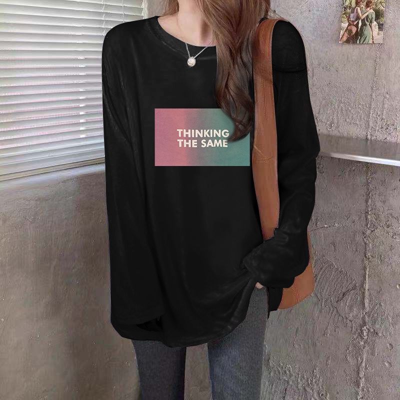 NRVP Áo thun dài tay dáng rộng in họa tiết hoạt hình ngộ nghĩnh sành điệu