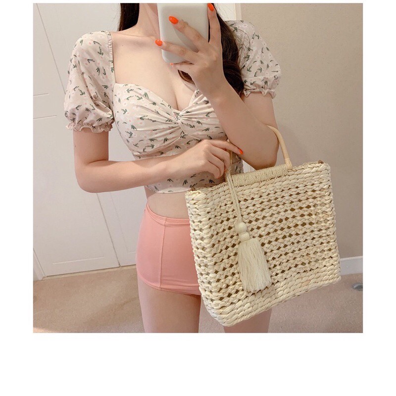 Đồ bơi 2 mảnh croptop buộc ở lưng
