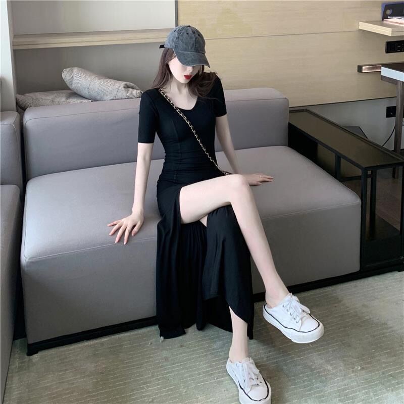 Đầm COZOKC dáng ôm xẻ tà quyến rũ cá tính thời trang Hàn Quốc