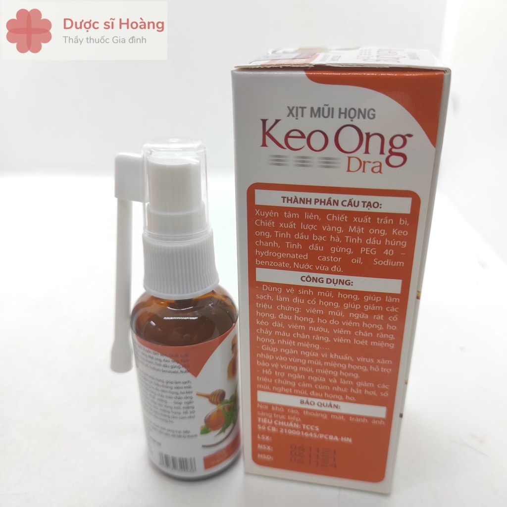 [Chính hãng] Xịt Mũi Họng Keo Ong Dra - Làm Sạch, Làm Dịu Mũi Họng - Lọ 30ml