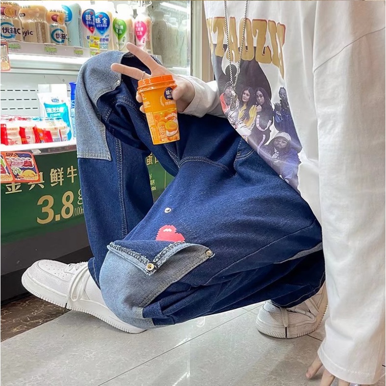 Quần Jeans Dài Màu Sắc Retro Phong Cách Hàn Quốc Cho Nam