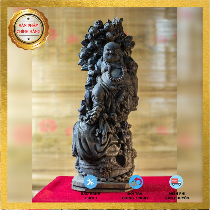 Tượng Phật Di Lặc cưỡi lân [Tượng Trầm] [Trầm Hương Búp Sen]