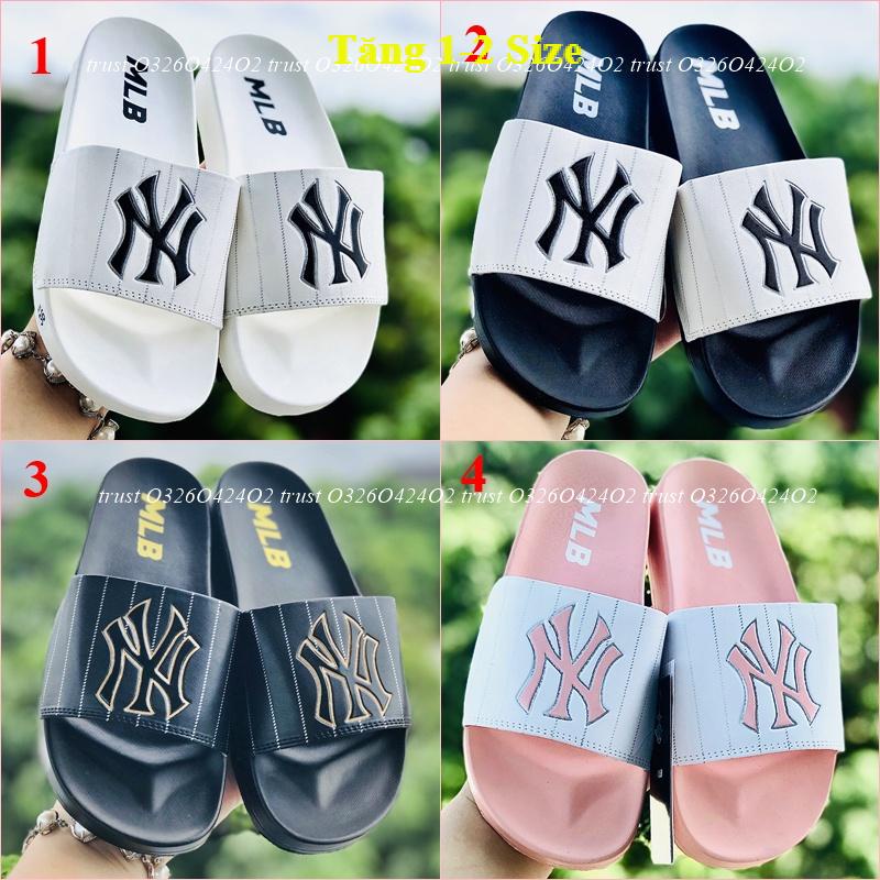 Dép unisex 𝐌𝐋𝐁 𝐍𝐘❤️FREESHIP + Hộp❤️ dép mlb quai ngang thể thao nam nữ, kèm tem tag mác đầy đủ, mlb Ny trơn