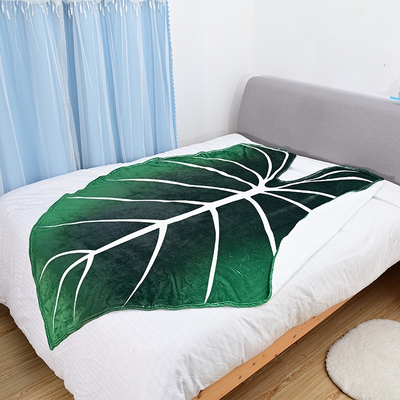 Chăn Vải Nỉ Họa Tiết Lá Cọ Trang Trí Ghế Sofa/Giường Ngủ