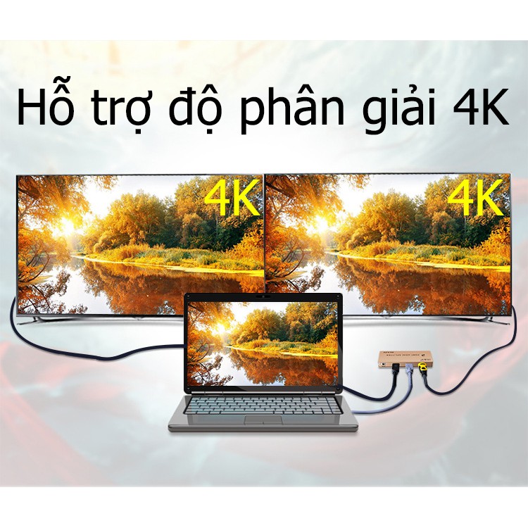 Bộ chia HDMI 1 ra 2, splitter 1x2 HDMI 4K*2K - Jinghua F110