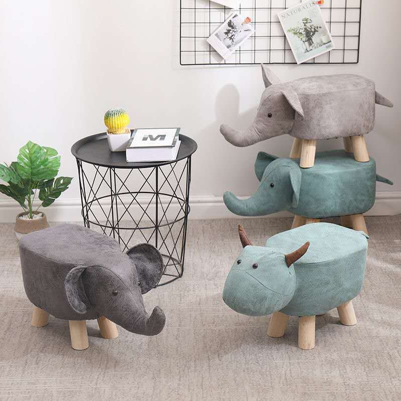 Hàng Sẵn Ghế Đôn Hình Con voi Ghế Ngồi Cho Bé Hình Con Vật Đáng Yêu Chân Gỗ【Tennessee052】