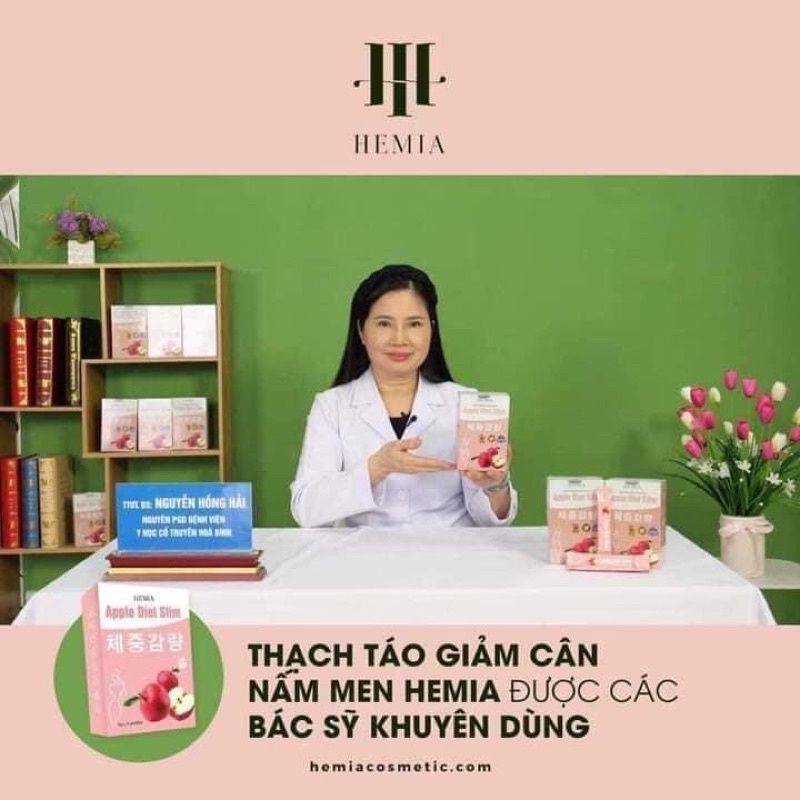 Thạch táo giảm cân Hemia chính hãng tặng cốm nghệ mật ong