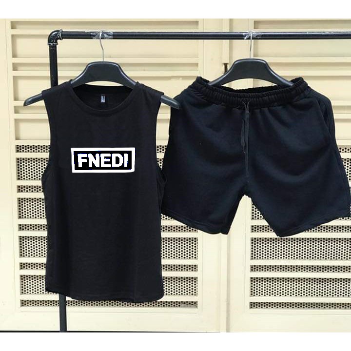 Bộ Ba lổ Tập Gym FNEDI Màu ĐEN Vải Thun Lạnh Co Dãn 4 Chiều Mềm Mịn Thoáng Khí (Có Kèm VIDEO Thật Tự Quay)