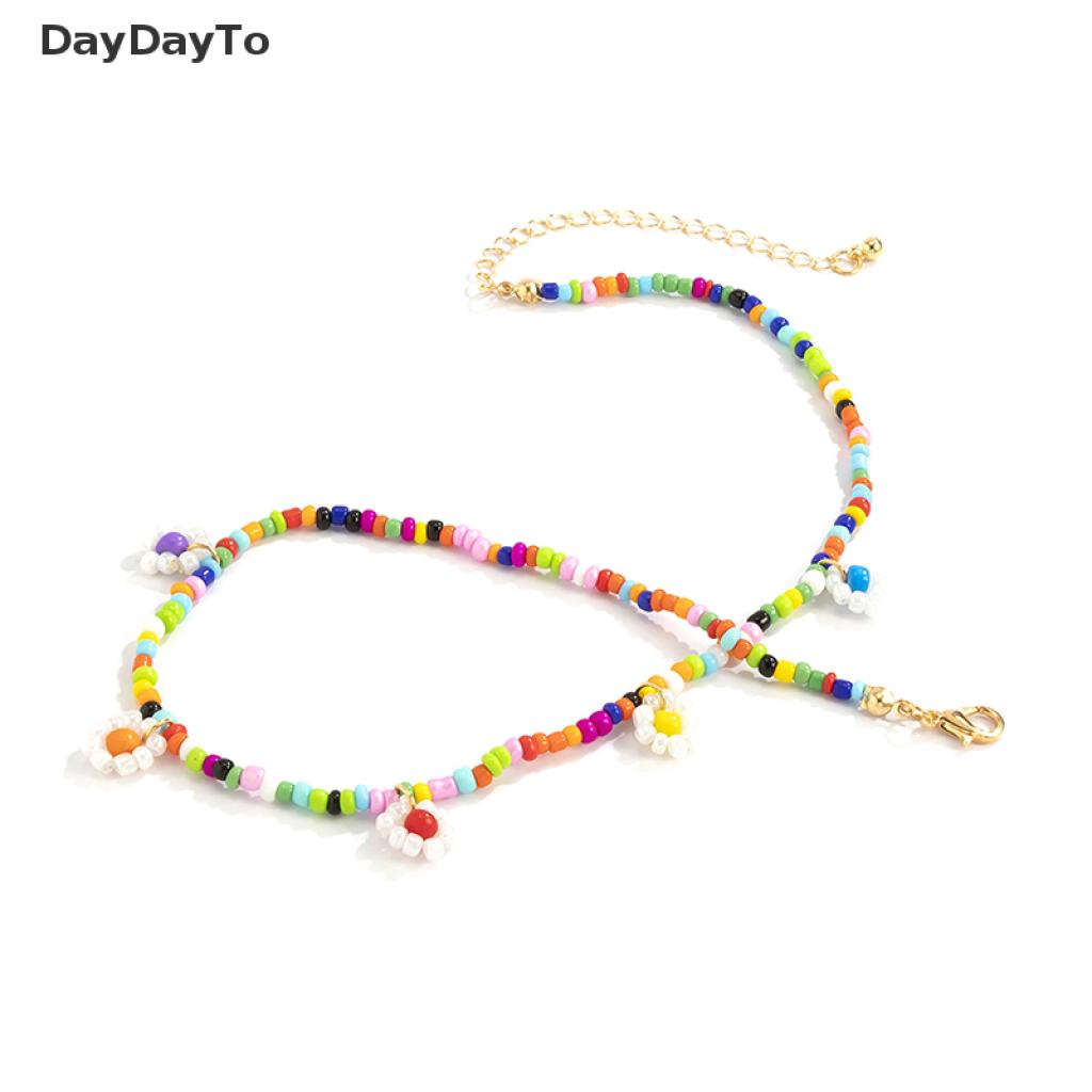 Vòng Cổ Choker Xỏ Hạt Thủ Công Hình Hoa Cúc Phong Cách Bohemian Dành Cho Nữ