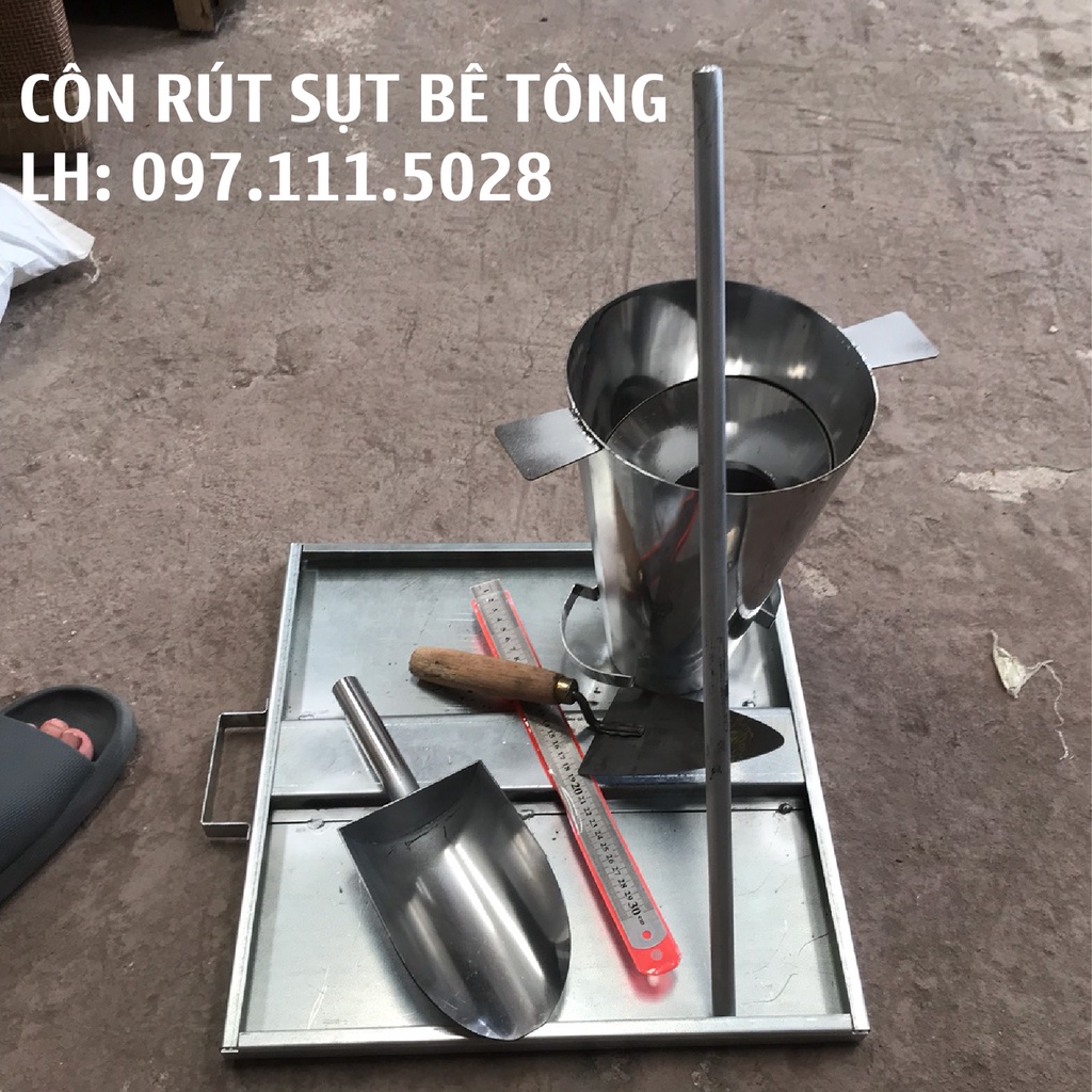 Bộ côn rút sụt bê tông Inox, Bộ côn thử độ sụt bê tông bằng Inox chất lượng cao