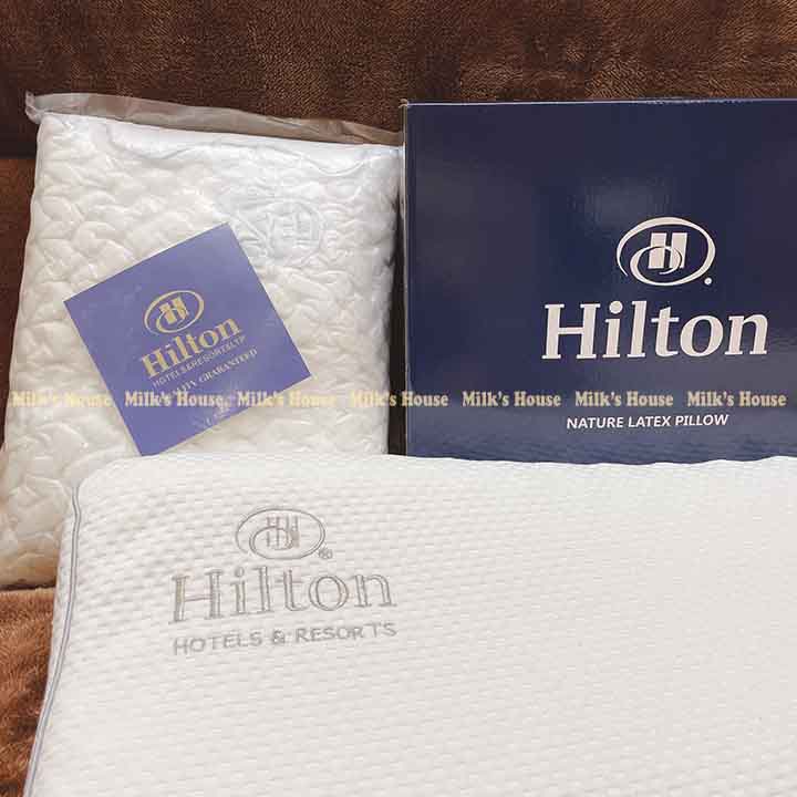 Gối cao su non HILTON  Gối cao su lượn sóng cao cấp có lỗ thoáng khí và gai massage chống đau mỏi vai gáy