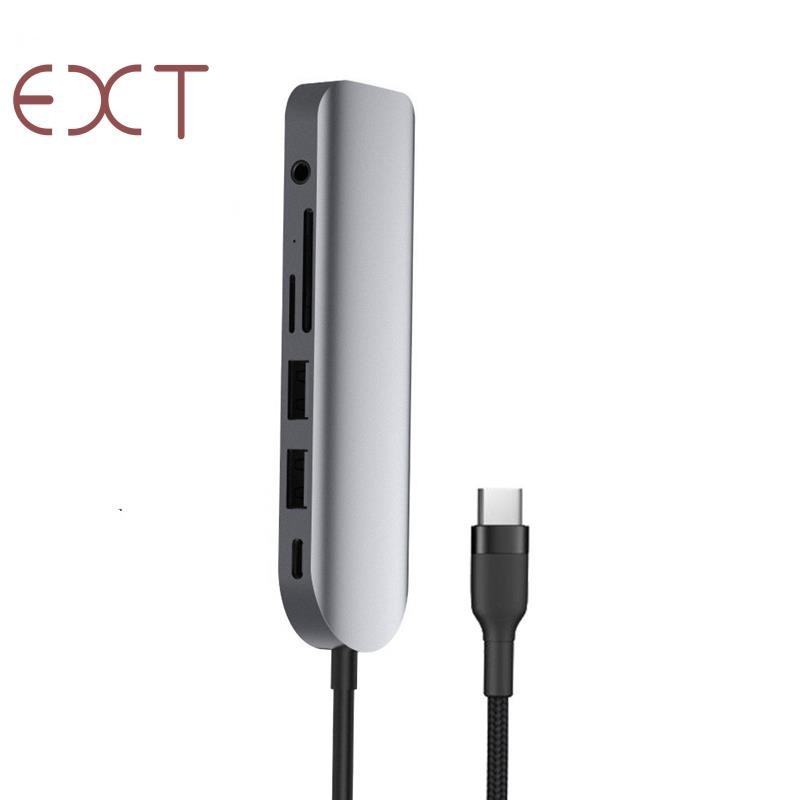 USB C Hub 7-In-1 Type C Adapter for MacBook Surface Dell HP