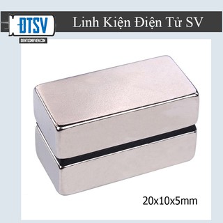 Bộ 2 Viên Nam Châm Đất Hiếm 2 cực từ tính cực mạnh 20x10x5mm