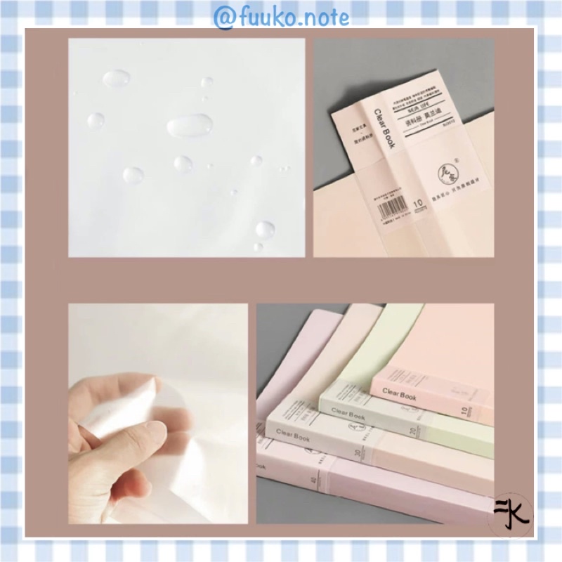 Bìa file Clear Book A4 30, 40, 80, 100 lá màu chống thấm nước đựng tài liệu Aesthetic phong cách Nhật fuuko note