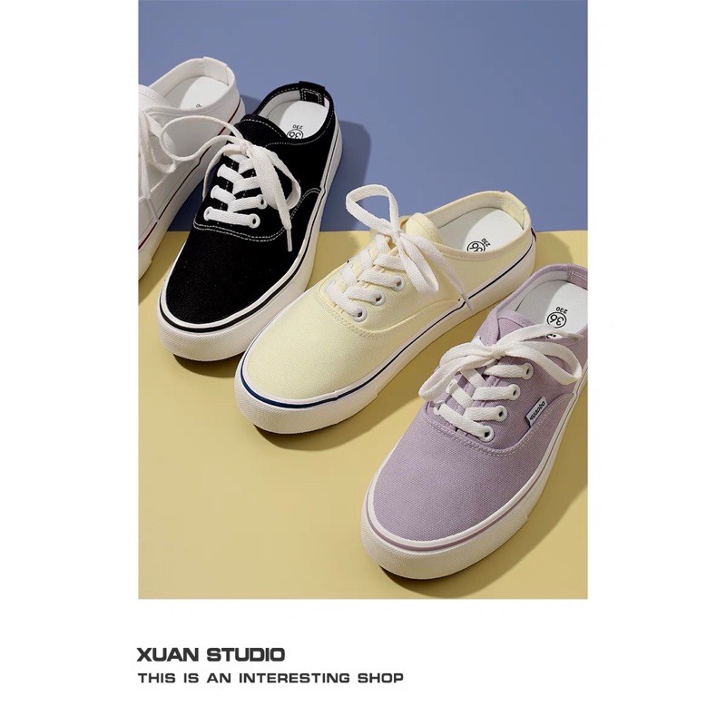 Giày đạp gót mule màu sắc tiện