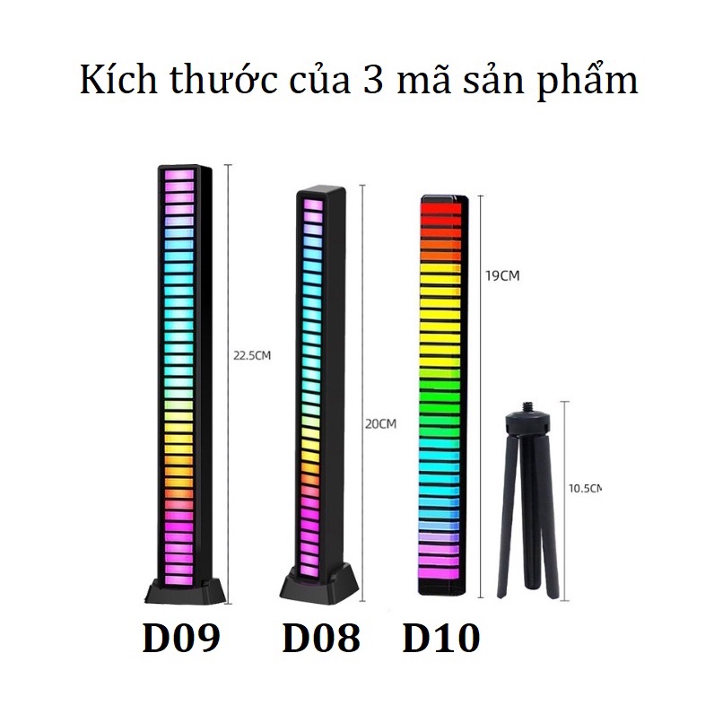 THANH ĐÈN LED D08-RGB CẢM ỨNG ÂM THANH, TÍCH HỢP MICRO THU ÂM VÀ NHẤP NHÁY THEO NHẠC