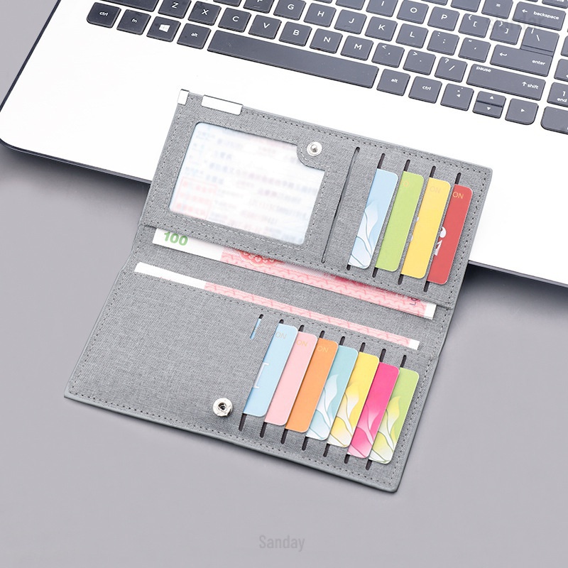 Ví Dài Bằng Vải Canvas Siêu Mỏng Đựng Thẻ Có Thể Gấp Lại Dành Cho Học Sinh Nam Nữ