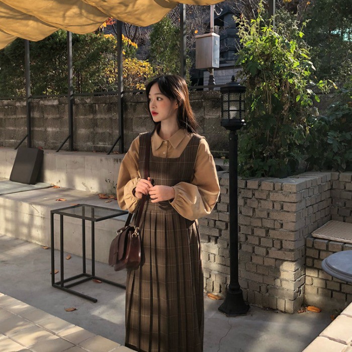 May29th.shop Set váy yêm kẻ sọc caro phong cách retro vintage siêu xinh